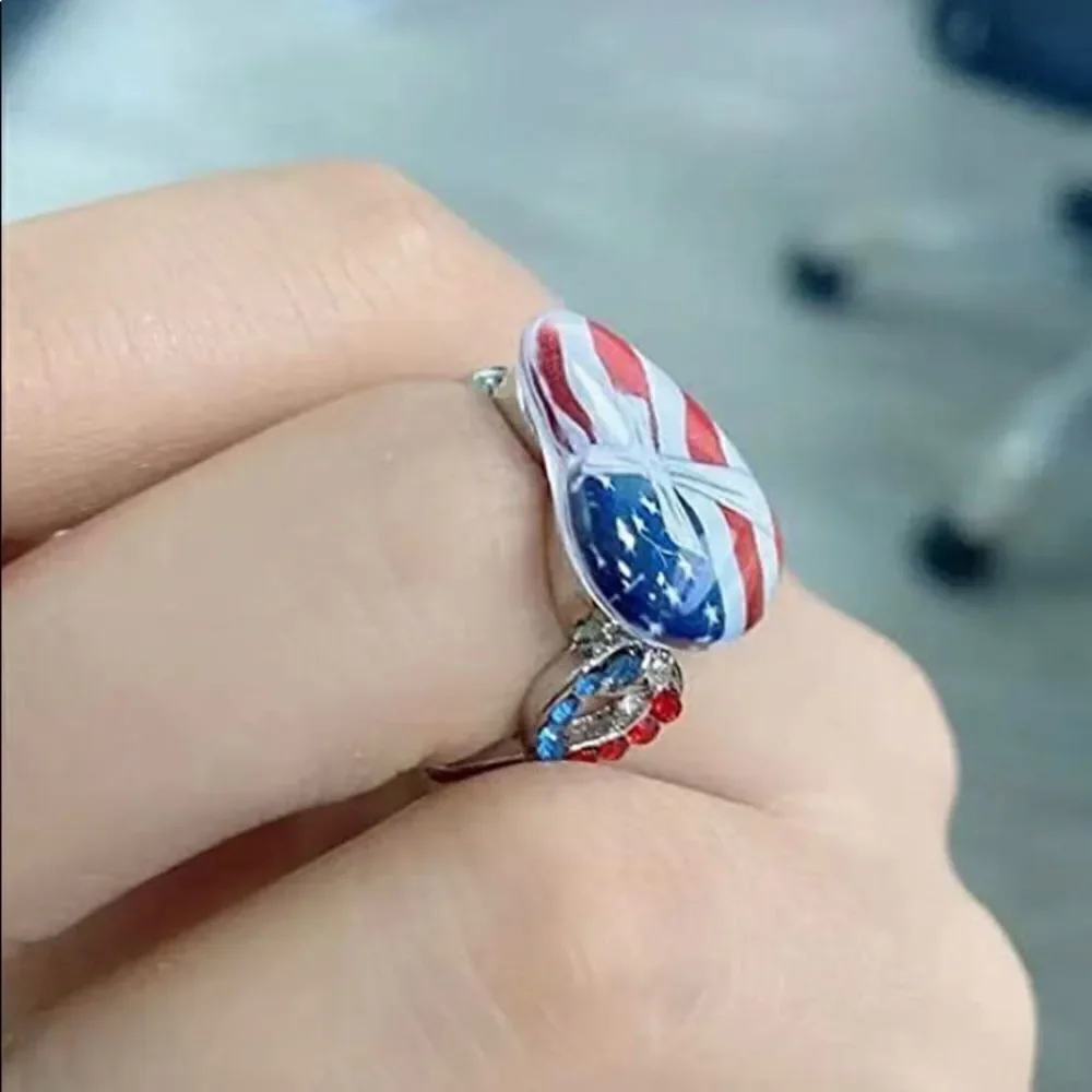Flag Independence Day Cross Ring Fashion Ring Elegant